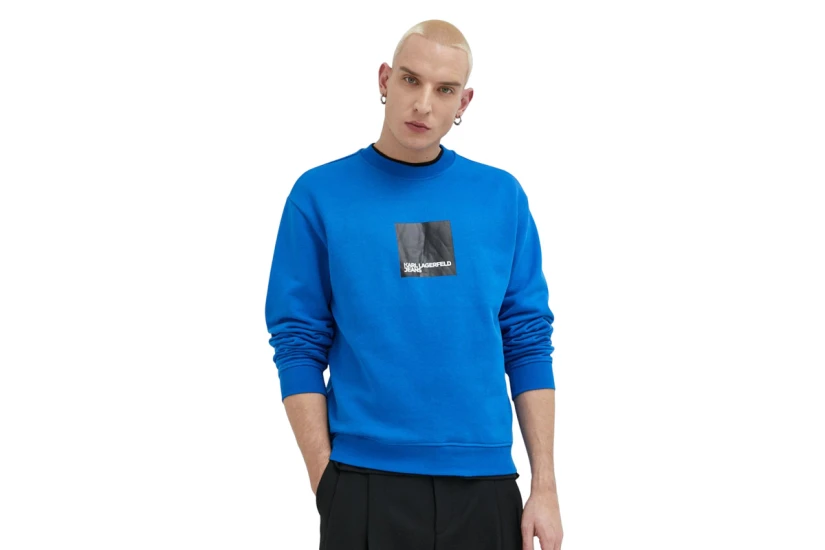 Karl Lagerfeld Regular Logo Sweat Ανδρική Μακρυμάνικη Μπλούζα Μπλε