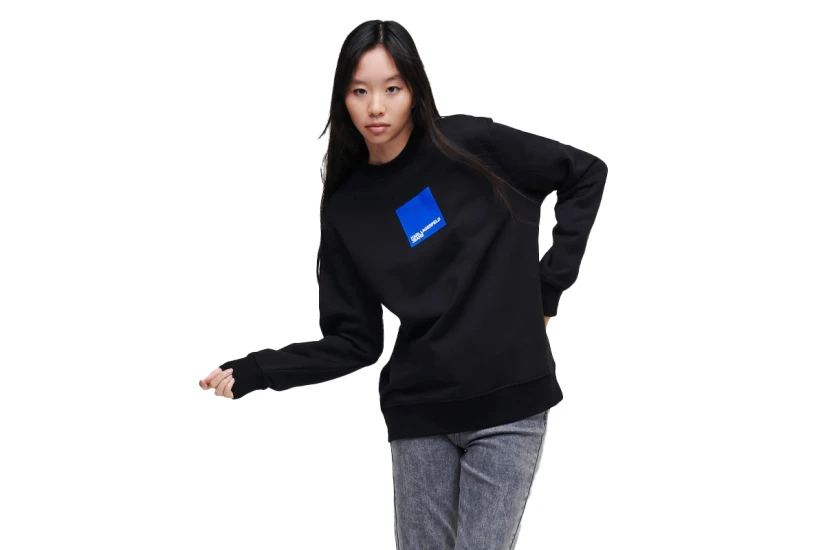 Karl Lagerfeld Regular Logo Sweat Γυναικεία Μακρυμάνικη Μπλούζα Μαύρη