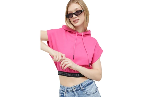 Karl Lagerfeld Cropped Sless Hoodie Κοντομάνικο Γυναικείο (235J1801 J139)
