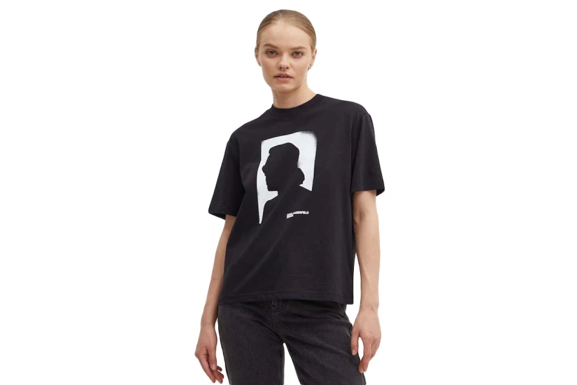 Karl Lagerfeld Γυναικείο Κοντομάνικο T-Shirt Μαύρο