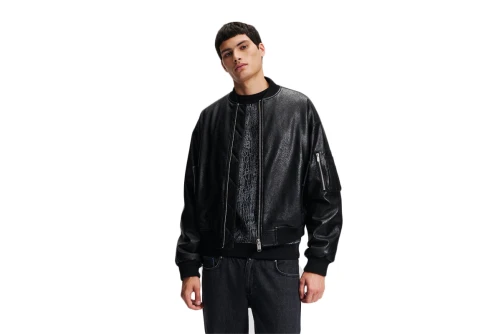 Karl Lagerfeld Cracked Pu Μπουφάν Bomber Ανδρικό (246D1501 J101)
