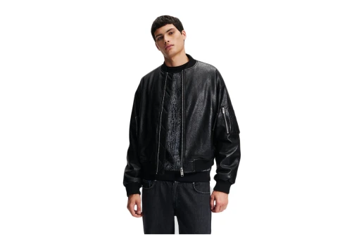 Karl Lagerfeld Cracked Pu Μπουφάν Bomber Ανδρικό (246D1501 J101)