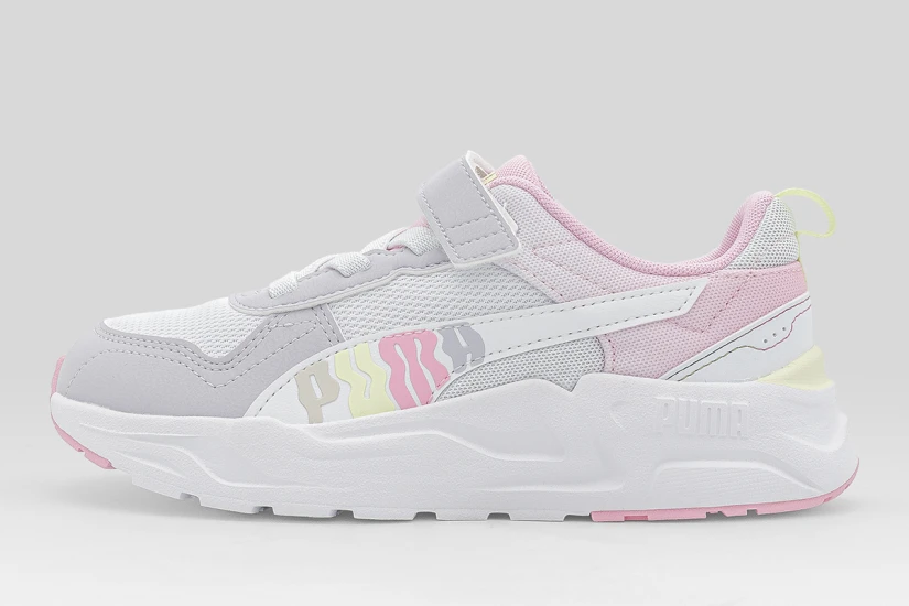 Puma Trinity 2 Παιδικά Sneakers Λευκά, Γκρι, Ροζ, Κίτρινα