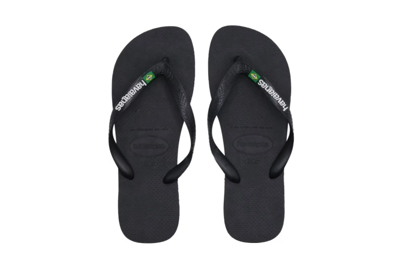 Havaianas Brasil Logo Unisex Σαγιονάρες Μαύρες, Λευκές