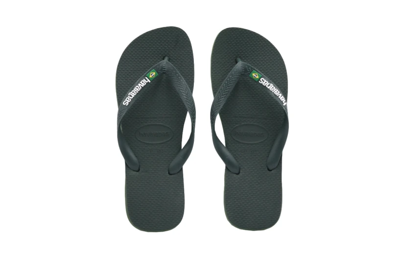 Havaianas Brasil Logo Unisex Σαγιονάρες Χακί, Λευκές