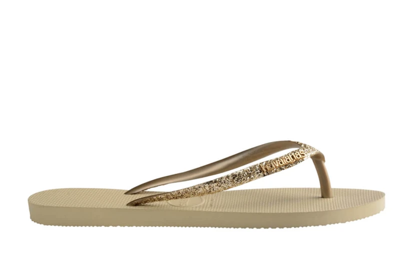 Havaianas Slim Glitter II Σαγιονάρες Μπεζ, Χρυσές