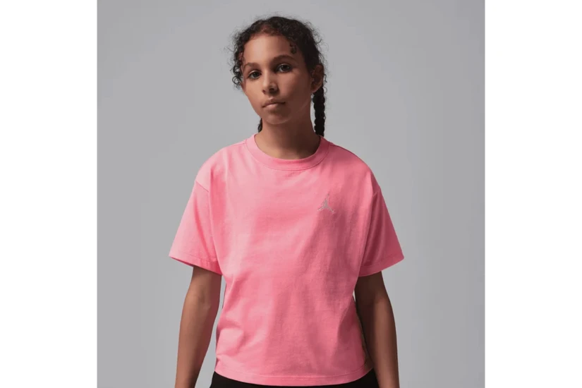Jordan Brooklyn Essentials Embroidered Παιδικό Κοντομάνικο T-Shirt Ροζ