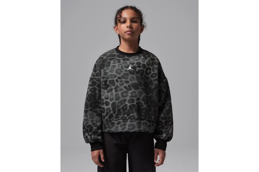 Jordan Perform Sport Dri-Fit Printed Παιδική Μακρυμάνικη Μπλούζα με Λαιμόκοψη Λεοπάρ