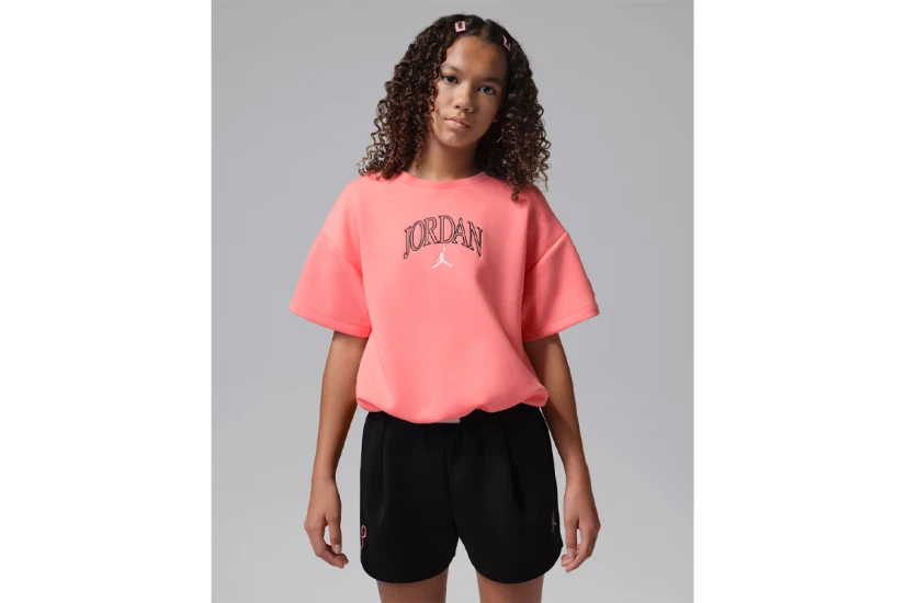 Jordan Flower Of Friendship Knit Παιδικό Κοντομάνικο Crop Top Κοραλλί