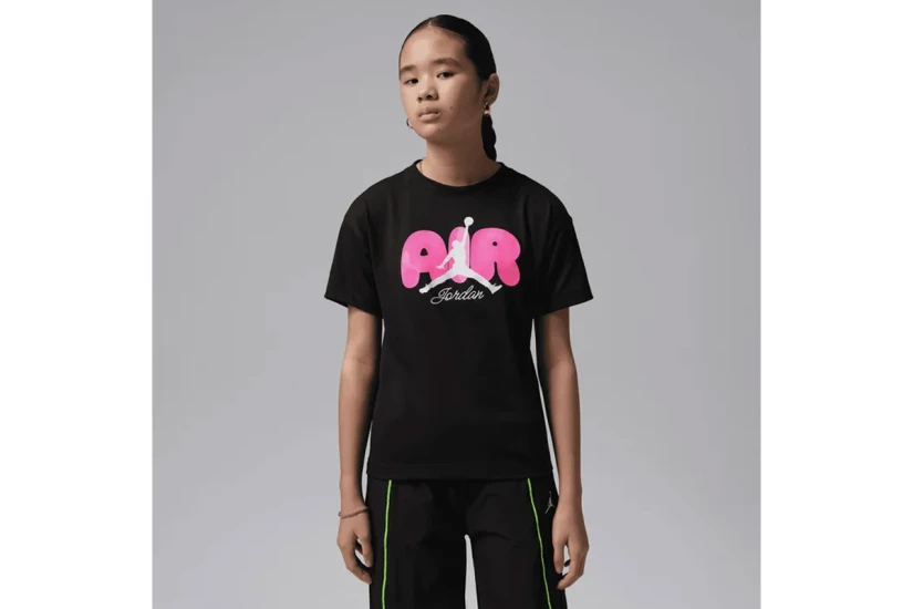 Jordan Air Bubble Graphic Παιδικό Κοντομάνικο T-Shirt Μαύρο, Φούξια, Λευκό
