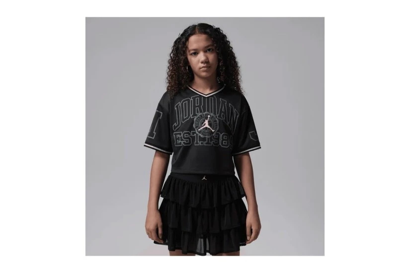 Jordan Secret Diary Jersey Παιδικό Κοντομάνικο Cropped T-Shirt Μαύρο