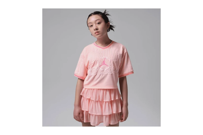 Jordan Secret Diary Jersey Παιδικό Κοντομάνικο Cropped T-Shirt Ροζ