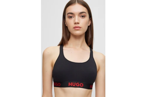 Hugo Padded Sporty Logo Cross-Back Bralette Γυναικείο (50469628 001)