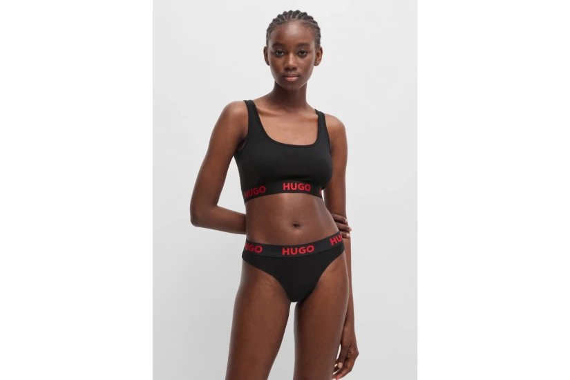Hugo Sporty Logo Γυναικείο Bralette Μαύρο