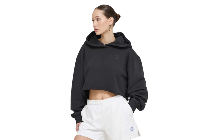 Hugo Boss Danarion B Γυναικείο Crop Φούτερ Με Κουκούλα Μαύρο