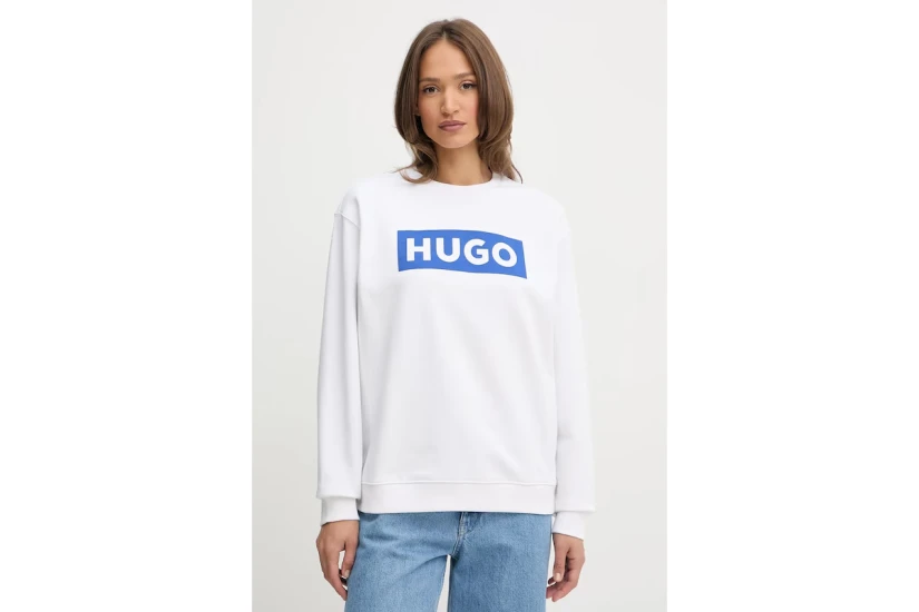 Hugo Classic Γυναικεία Μακρυμάνικη Μπλούζα με Λαιμόκοψη Λευκή