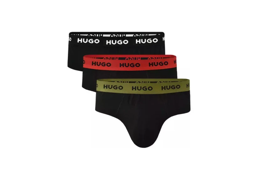 Hugo Hipbrief Ανδρικά Εσώρουχα Σλιπ Μαύρα 3 Τεμάχια