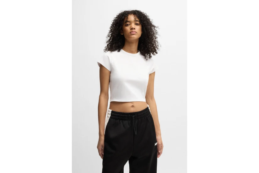 Hugo Dome Γυναικείο Κοντομάνικο Cropped T-Shirt Λευκό