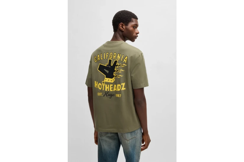 Hugo Nagulop Graphic Ανδρικό Κοντομάνικο T-Shirt Χακί