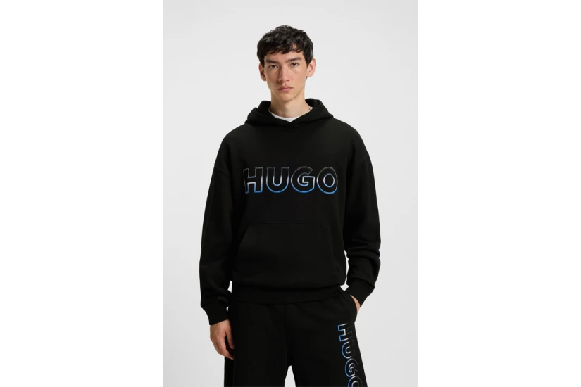 Hugo Nogudi With Ombre Logo Ανδρικό Φούτερ με Κουκούλα Μαύρο