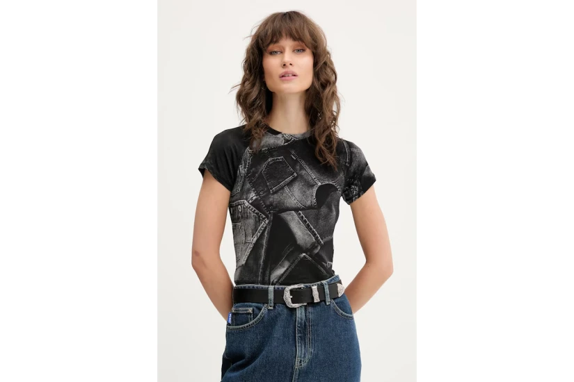 Hugo Dosara Γυναικείο Κοντομάνικο T-Shirt Μαύρο, Γκρι