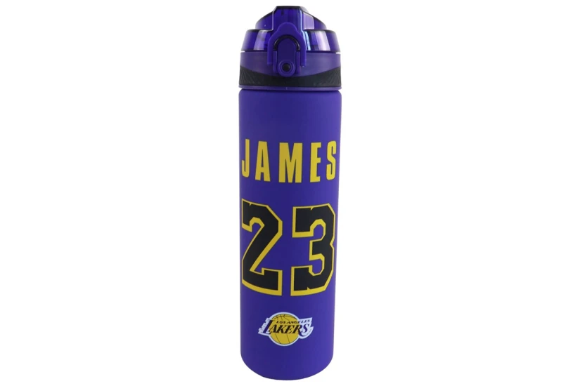 Back Me Up NBA Los Angeles Lakers LeBron James 23 Παγούρι Μωβ, Κίτρινο, Μαύρο 700Ml
