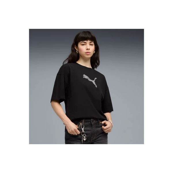 Puma Essentials Graphics Bedazzled Oversized T-Shirt Γυναικείο (634566 01)