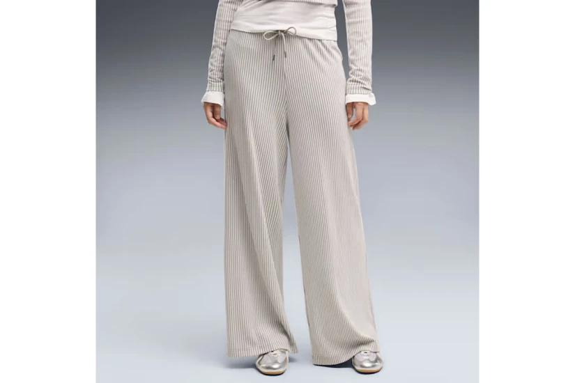 Puma Essentials Wide Leg Ribbed Γυναικείο Παντελόνι Φόρμας Γκρι