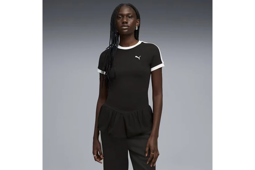 Puma T7 Balloon Γυναικείο Κοντομάνικο T-Shirt Μαύρο, Λευκό