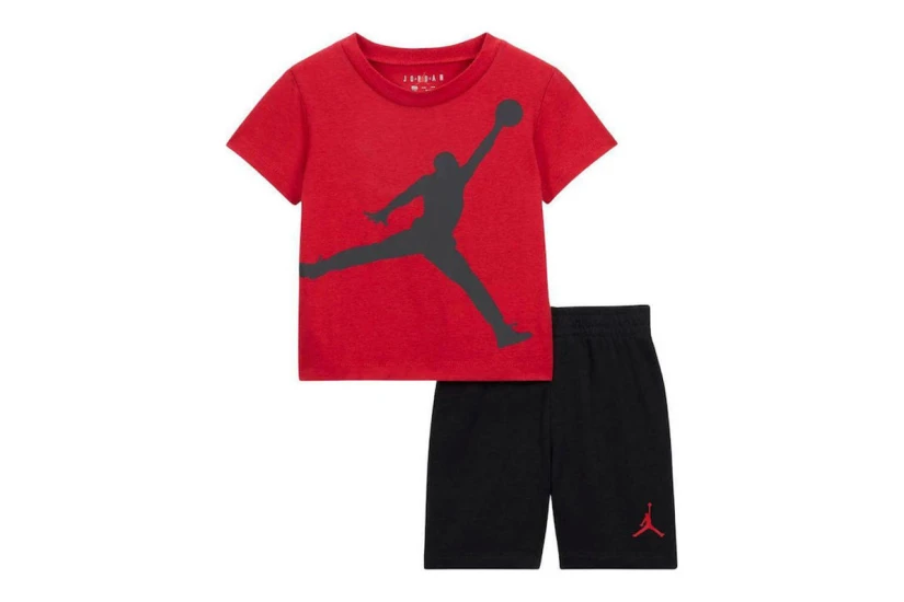 Jordan Jumpman Βρεφικό - Παιδικό Σετ Κοντομάνικη Μπλούζα - Σορτς Κόκκινο, Μαύρο