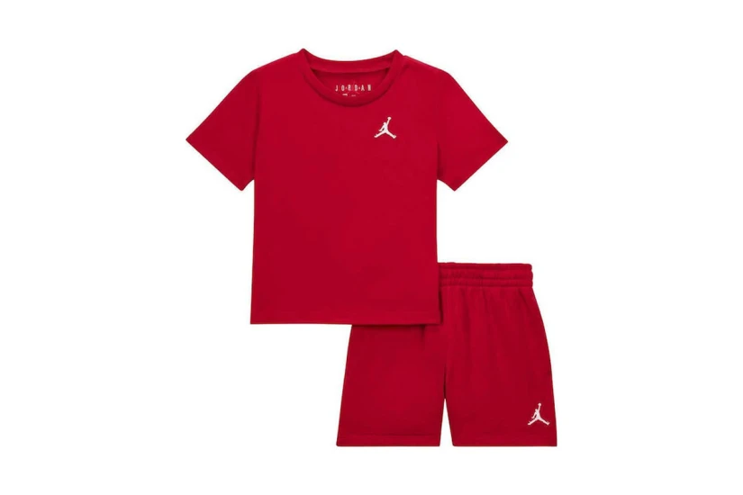 Jordan Brooklyn Essentials French Terry Βρεφικό Σετ Κοντομάνικο T-Shirt - Σορτς Κόκκινο