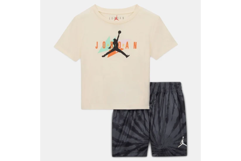 Jordan Festival Tie Dye Βρεφικό Σετ Κοντομάνικη Μπλούζα - Σορτς Εκρού, Ανθρακί, Διάφορα Χρώματα