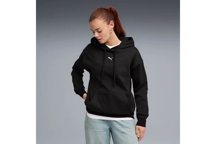 Puma Essentials Fleece Relaxed Γυναικείο Φούτερ με Κουκούλα Μαύρο