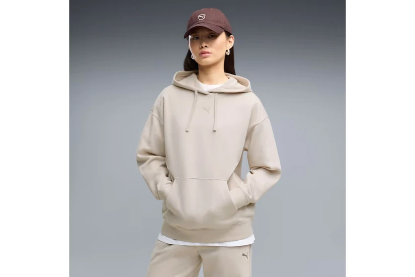 Puma Essentials Fleece Relaxed Γυναικείο Φούτερ με Κουκούλα Μπεζ