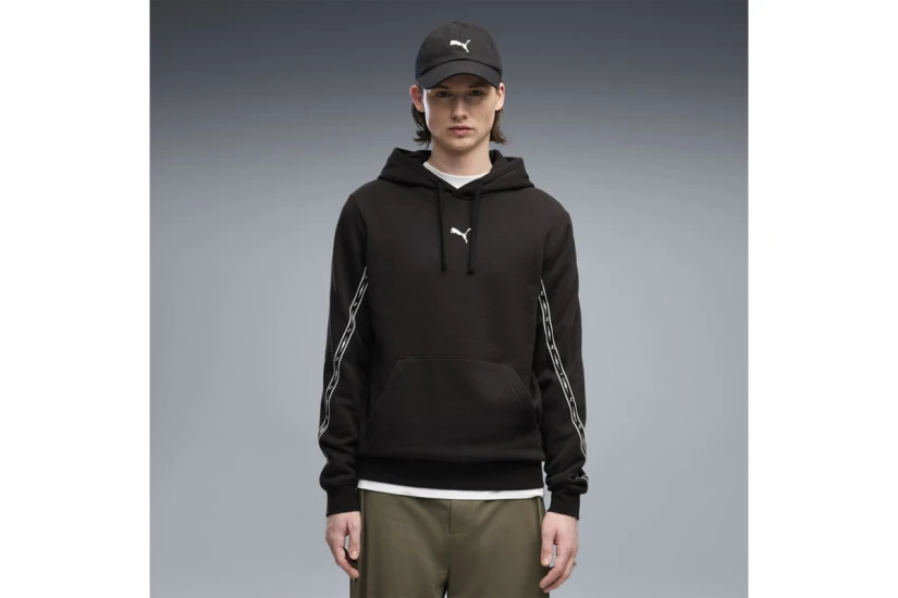 Puma Essentials Tape Fleece Ανδρικό Φούτερ με Κουκούλα Μαύρο