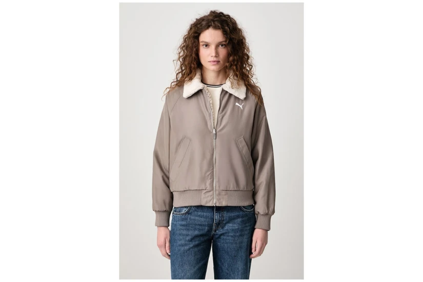 Puma Reversible High Loft Relaxed Γυναικείο Μπουφάν Bomber Διπλής Όψης Πουρό, Εκρού