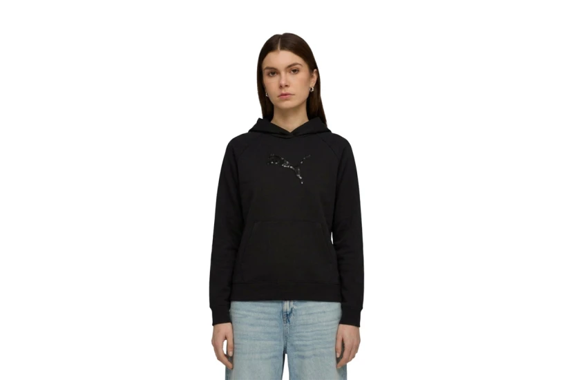 Puma Essentials Sequins Γυναικείο Φούτερ με Κουκούλα Μαύρο