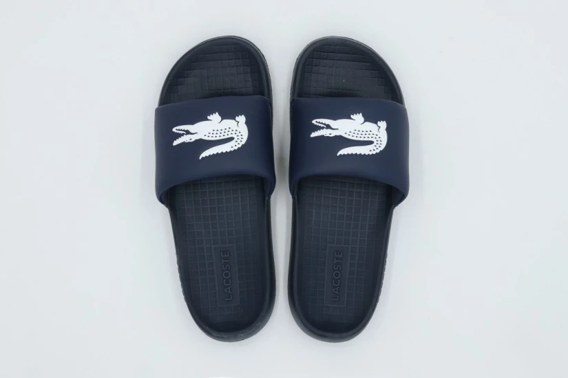 Lacoste Serve Slides 1.0 Ανδρικές Παντόφλες Μπλε Σκούρο, Λευκές