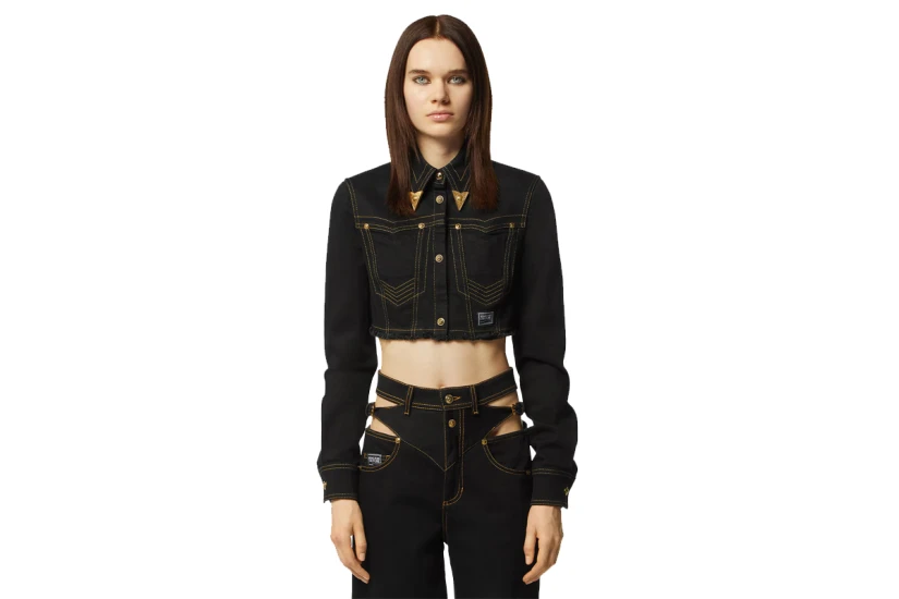 Versace D Str Slouchy28 Blk Μπουφάν Τζιν Γυναικείο