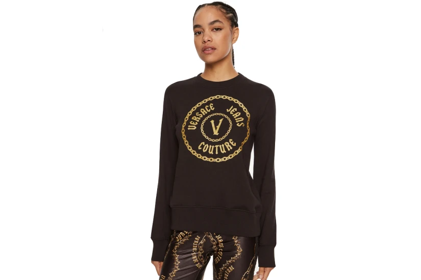 Versace Γυναικεία Μακρυμάνικη Μπλούζα Μαύρη, Χρυσή