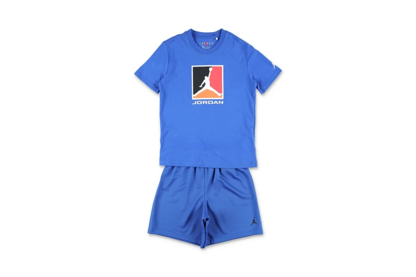 Jordan Brooklyn Baseline Mesh Παιδικό Σετ Κοντομάνικη Μπλούζα - Σορτς Μπλε