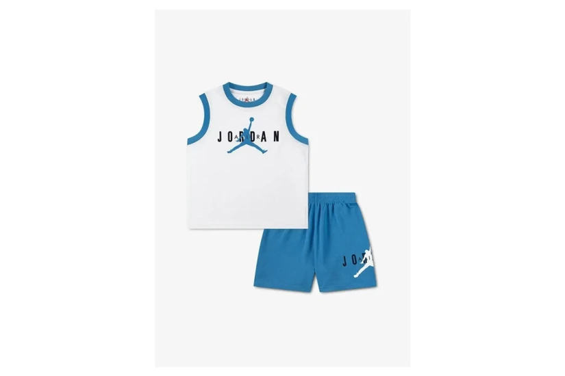 Jordan 2-Piece Παιδικό Σετ Αμάνικη Μπλούζα - Σορτς Λευκό, Γαλάζιο, Μαύρο