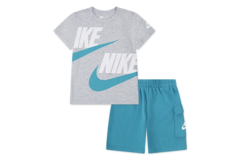 Nike Sportswear Βρεφικό - Παιδικό Σετ Κοντομάνικη Μπλούζα - Σορτς Γκρι, Βεραμάν