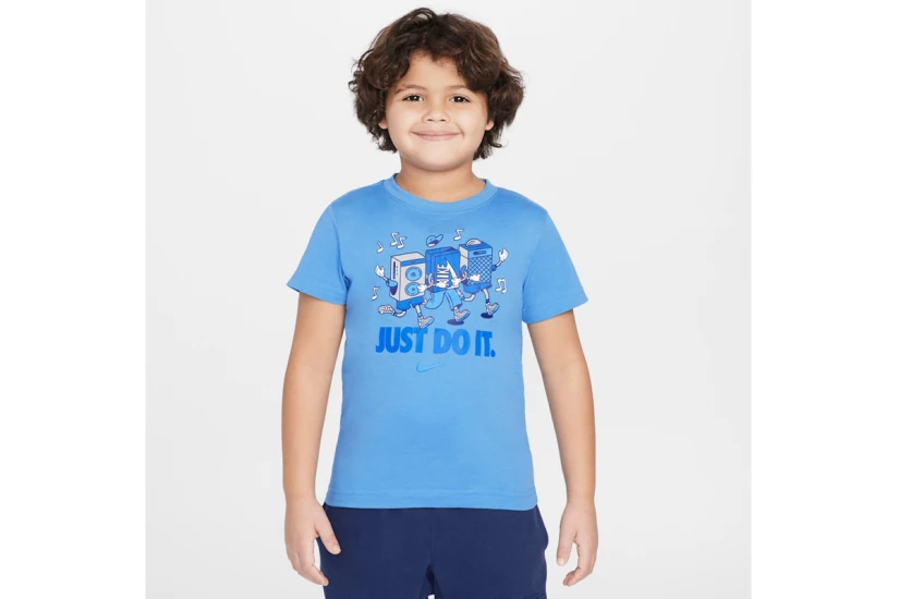 Nike Music Boxy Pals Παιδικό Κοντομάνικο T-Shirt Σιέλ, Μπλε, Λευκό
