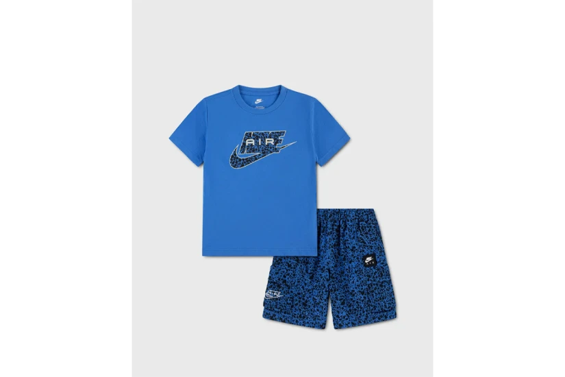 Nike Dri-FIT Air Printed Cargo Παιδικό Σετ Κοντομάνικη Μπλούζα - Σορτς Μπλε, Μαύρο