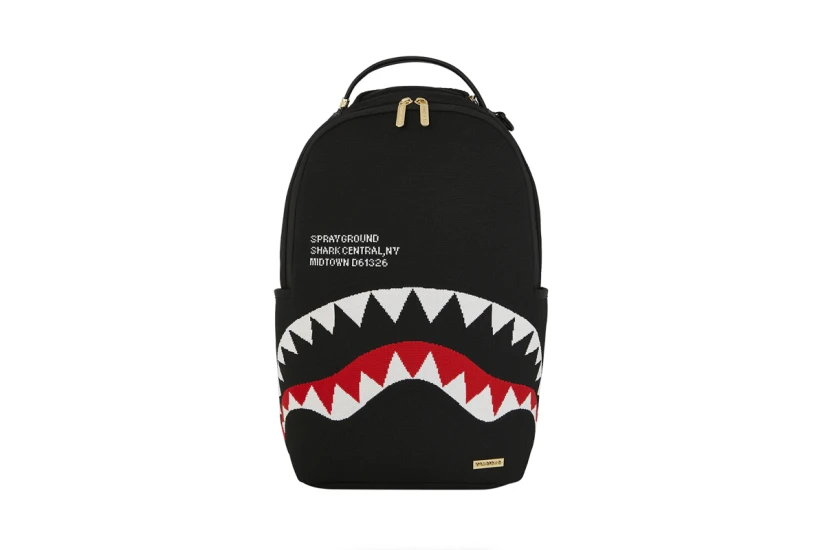Sprayground Shark Central Knit Dlx Backpack Μαύρο, Λευκό, Κόκκινο