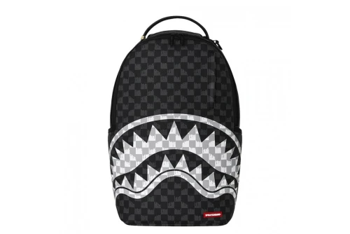 Sprayground Black And White Drip Check Shark Dlxsv Backpack (910B8553NSZ)
