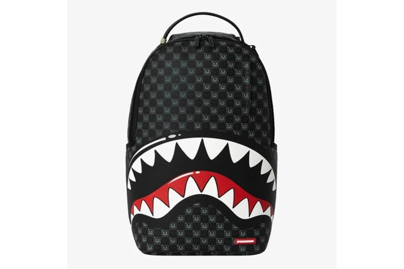 Sprayground Sharks In Paris Wtf Bubbly Black Check Backpack Μαύρο, Γκρι Σκούρο, Λευκό, Κόκκινο