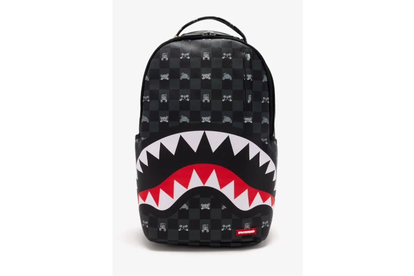 Sprayground Gray Peeking Character Check Dlxsv Backpack Γκρι Σκούρο, Μαύρο, Κόκκινο, Λευκό