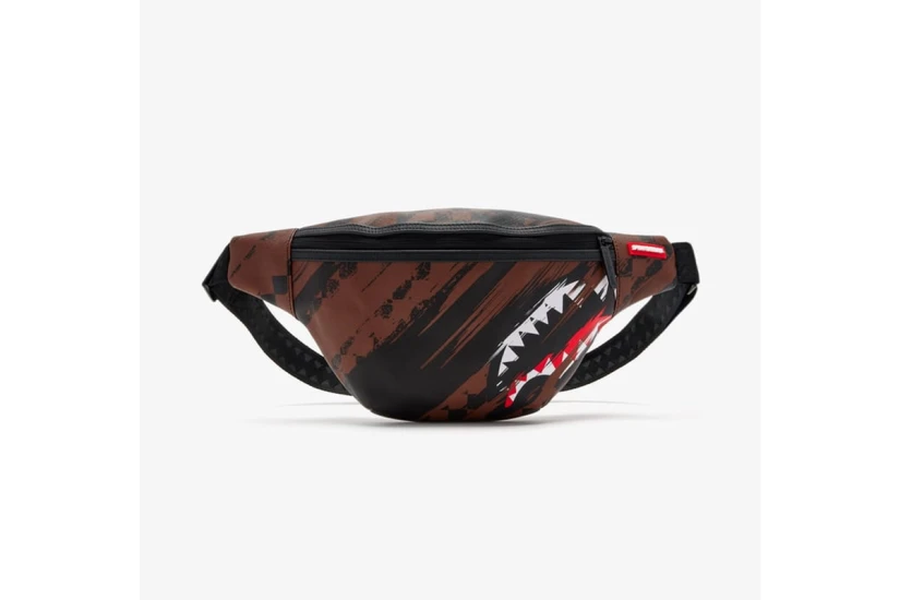 Sprayground Smeared Grunge Savvy Τσαντάκι Μέσης-Χιαστί Καφέ, Μαύρο, Κόκκινο, Λευκό